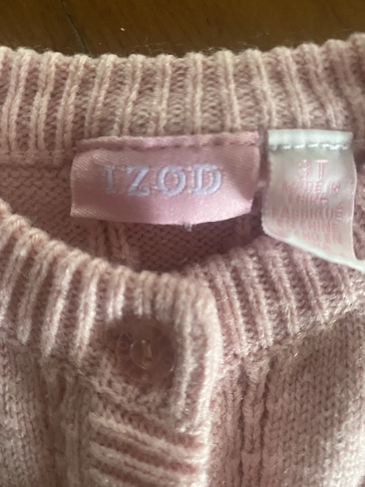 Cardigã suéter rosa feminino Izod tamanho 3T - Imagem 3 de 4