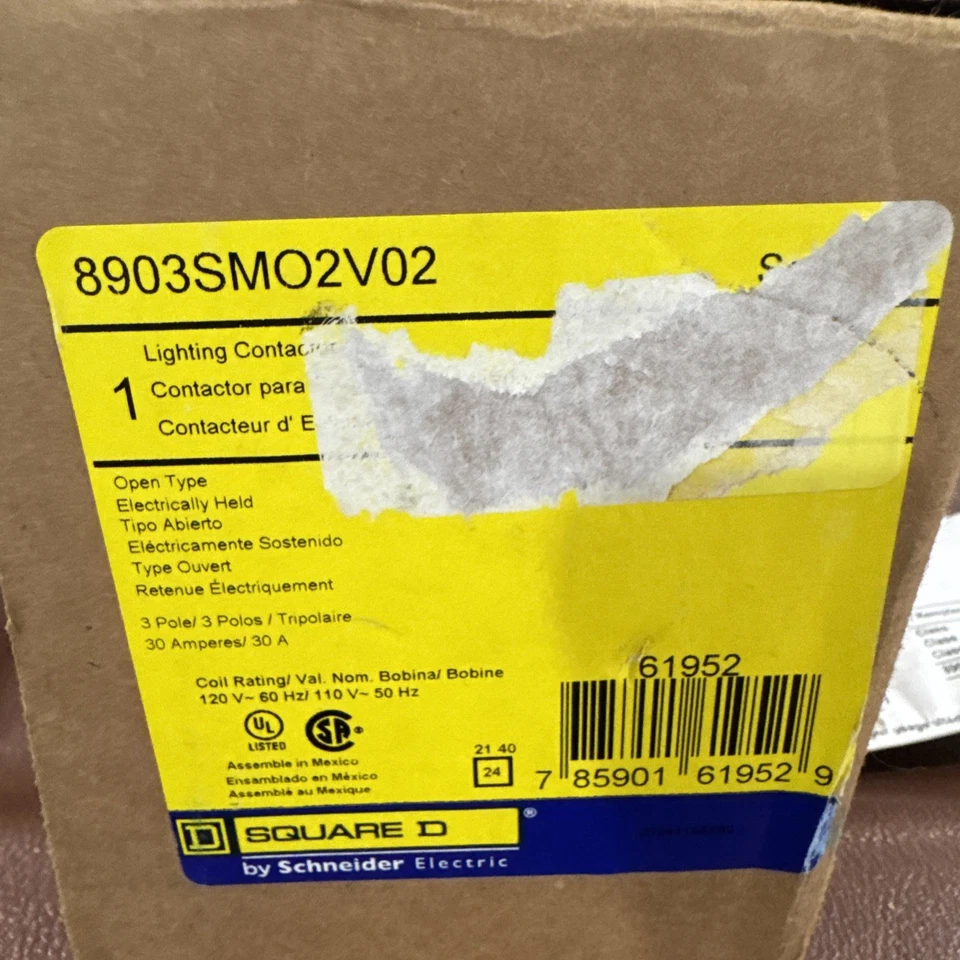 SQUARE D 8903SMO2V02 120VAC ELECTRICALLY HELD LIGHTING CONTACTOR 3POLE 30A 61952 - Image 3 of 4