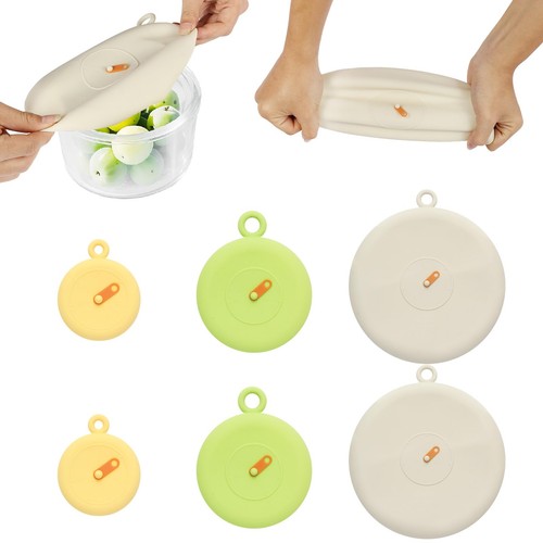 6 Pack Silicone Food Covers, Stretch Lids for 2-9 IN Bowls, 3 Sizes (S/M/L) w...
