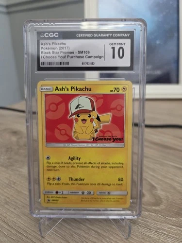 2017 Pokemon Black Star Promos SM109 Ash's Pikachu I Choose You! CGC 10 GEM MINT