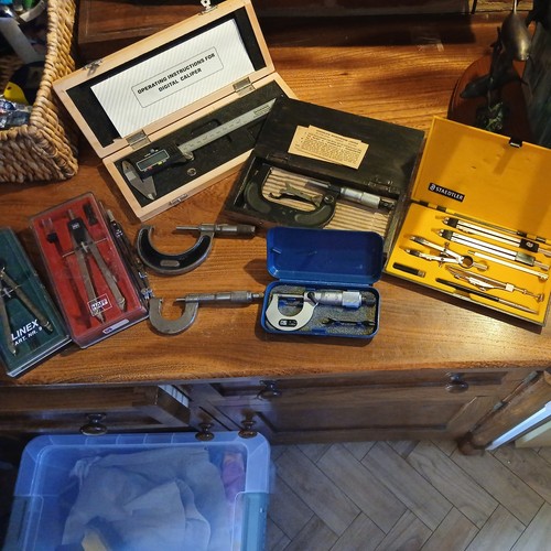 A Job Lot of Vintage Engineers Tools; including micrometers and depth guage