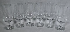 Set of (6) Oneida Spin Footed Ice Tea Swirl Optic Glasses Tall Goblets