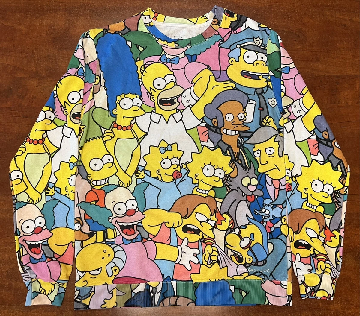 Simpsons Matt Groening All Over Print Crewneck Sweater Size Small