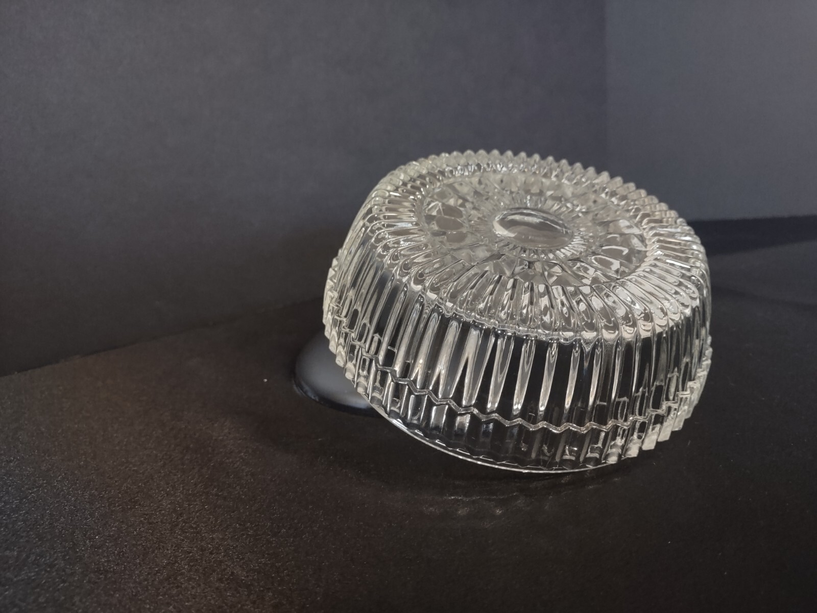 Kromex Vintage Art Deco Cut Glass Powder Candy Dish w/ Metal Lid Gold