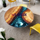 E-maguk epoxy Resin Coffee Table, Round Center Wooden Table For Home Decor 158