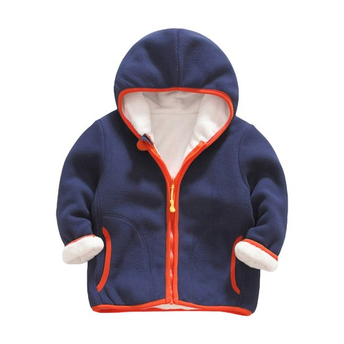 Toddler Girls Boys Winter Long Sleeve Coat Solid Thick Fleece Zipper Hood Coat - Picture 3 of 37