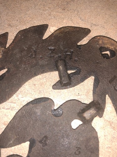 Vintage J.Z.H. 1949 Black Cast Iron Trivet Eagle Heart Americana Decor - Picture 7 of 7