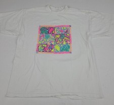 Vintage 90s Hawaii Neon Multicolor Art Print Shirt Vtg USA Hawaiian Island