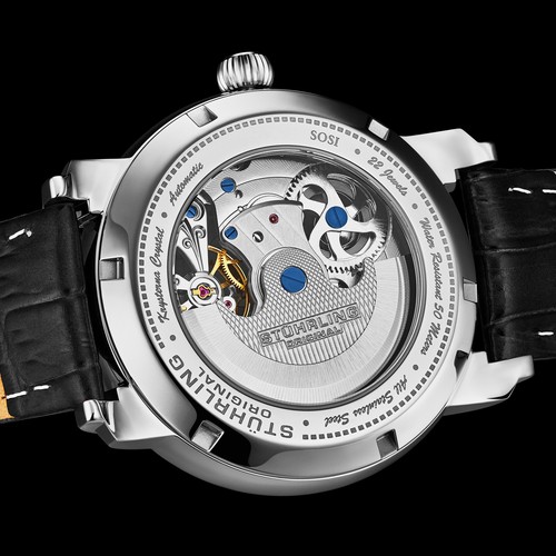 Reloj automático Stuhrling 1017 01 cronometrador celestial doble tiempo negro para hombre - Imagen 4 de 6