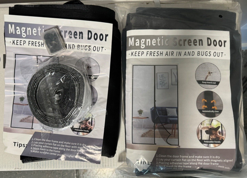 Qty 2 Garage Door Screen Single Magnetic Closure Weighted Bottom Mesh NEW