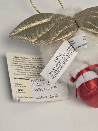 Vintage 1999 Ganz Christmas Rounders 4" Retired Plush Ball with Wings NWT Rare - Picture 4 of 6