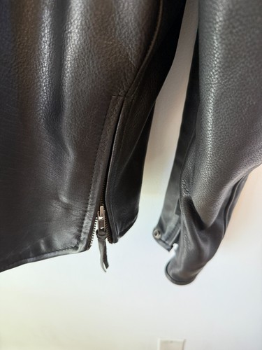 Men's Genuine Leather Motorcycle Jacket | Black | XL | Vented | Elbow Armour - Picture 6 of 11