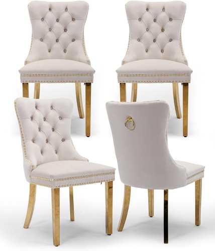 SOAR FLASH Velvet Dining Chair Set Upholstered Tufted Chair w/Sliver/Golden Legs - Picture 100 of 103