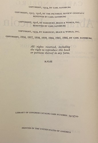 Carl Sandburg Abraham Lincoln The Praire Years And The War Years 1 Volume Book - Imagen 6 de 9