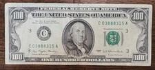 1977 100 BILL DISTRICT C3 PHILADELPHIA OLD STYLE US HUNDRED FEDERAL RESERVE