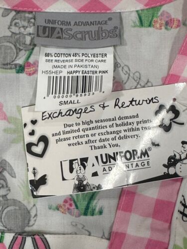 Uniform Advantage Scrubs Nurse Top NWT Happy Easter Small - Picture 3 of 4