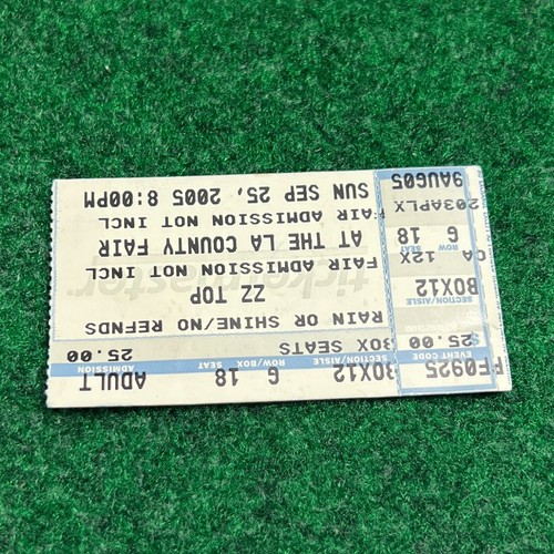 ZZ TOP Concert Ticket - LOS ANGELES COUNTY FAIR California - September 25, 2005 - Picture 8 of 8