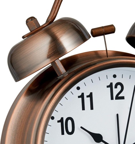 Bernhard Products Analog Alarm Clock Twin Bell Retro Copper Metal 4" Extra Loud - Picture 8 of 9