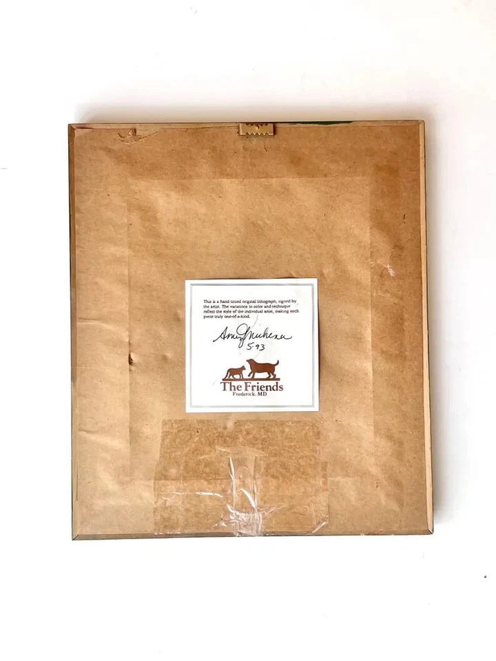 Vtg Botanical Lithograph Hand-Tinted Signed Art Print Farmhouse Cottage Decor - Image 4 of 4