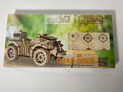 Mechanical 3D Puzzle Quad Bike Wood Trick Interior Collection New In Box 