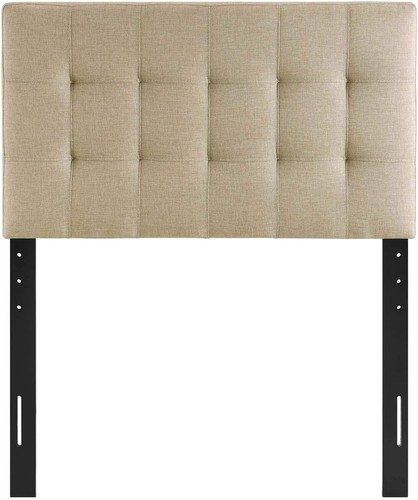 Lily Beige Tufted Linen Upholstered Twin Headboard - Adjustable Height Design - Picture 7 of 11
