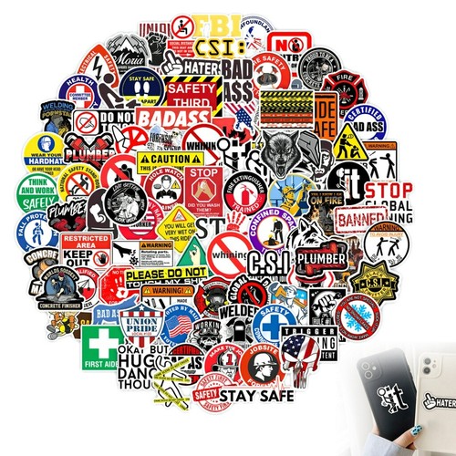 100 Pack Hard Hat Stickers Funny Tools Box Sticker Helmet Welding Construction - Picture 3 of 6