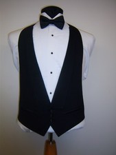 BLACK 3 BUTTON FORMAL VEST with Satin buttons and pockets - Easy fit adjustable