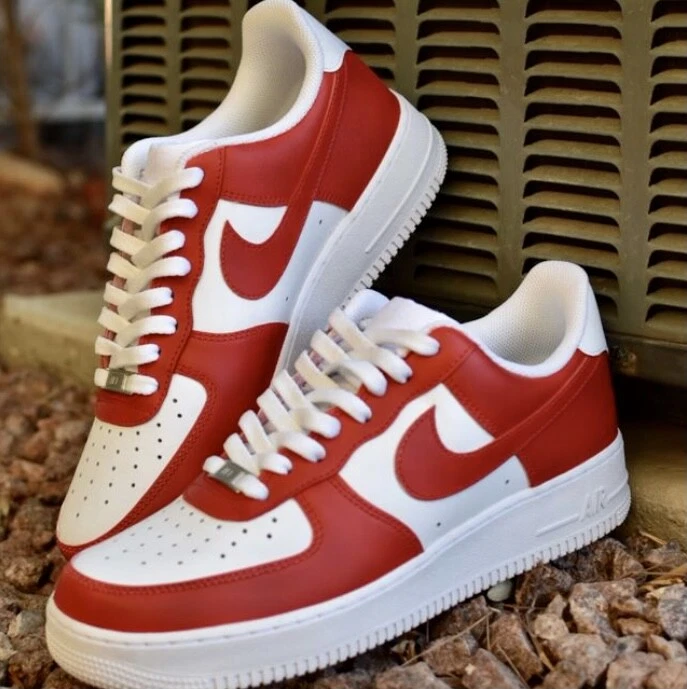 Custom lv Nike Air Force 1 All Sizes Red & White