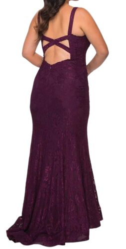 NEU La Femme 29052 beere Herzausschnitt Perlen Spitze bescheiden Meerjungfrau Kleid Größe 14 - Bild 3 von 13