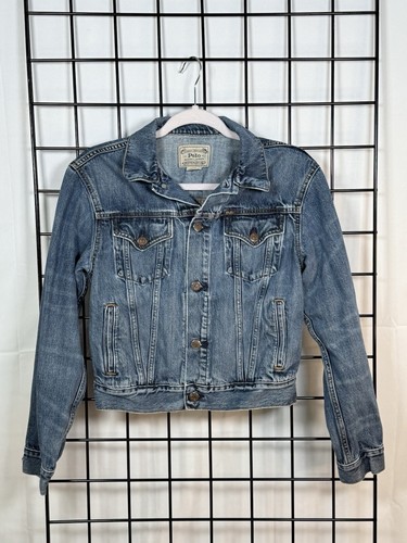 Polo Ralph Lauren Faded Denim Trucker Jacke Damen S Blau Festival Boho Klassiker