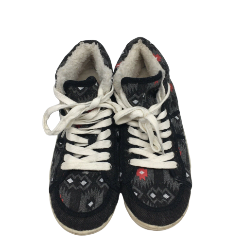 Roxy Gray Aztec High Tope Sneaker Shoes Faux Fur Women's Size 7.5 - Picture 3 of 5