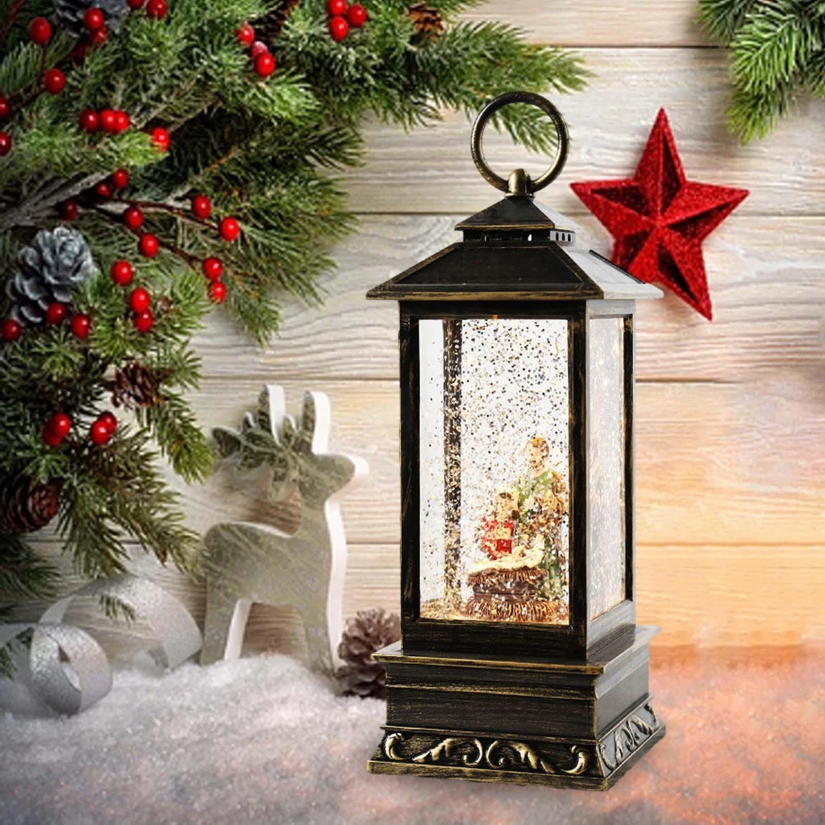 Christmas LED Lanterns Desktop Figurine for Indoor Outdoor Bedroom