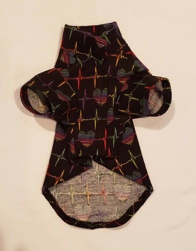 Rainbow Hearts Flannel Night Shirt Pajamas Dog Puppy Pet Clothes  - XXXS - Picture 2 of 2