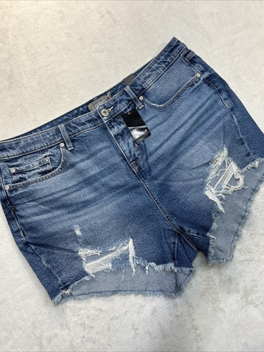 Torrid Denim Jean Shorts Women 18 Stretch Cut Off Shorts Raw Hem Distressed NWT - Picture 2 of 12