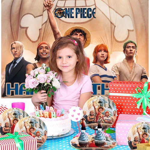 One Piece Live Action Birthday Decor Party Supplies Set Plates Balloons Banner - Picture 7 of 8