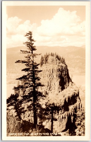 Troutdale Oregon St Peter's Dome over the top rppc Postkarte