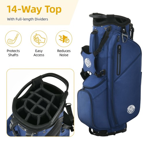 Shopsource 14 Way Lightweight Golf Stand Bag w Full Length Dividers Padded Strap - Picture 3 of 8
