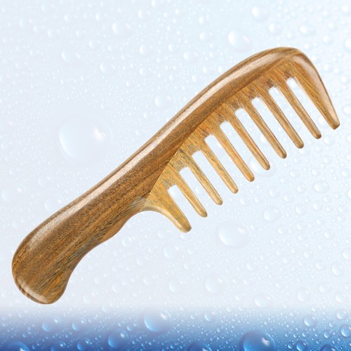 1Pz Pettine Leggero in Legno di Sandalo con Denti Larghi per Cura della Testa e Relax - Foto 6 di 11