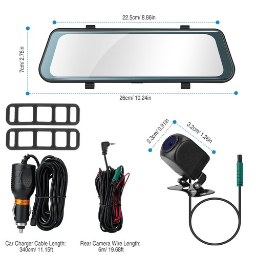 4.3"-10" 1080P Mirror Dash Cam Dual Lens Front Rear View Video Recorder Camera - Picture 12 of 26