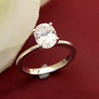 2Ct Oval Lab Created Diamond Solitaire Wedding Ring Size 6.5 14k White Gold Over