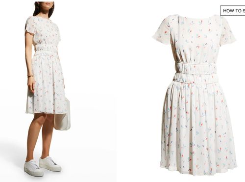 NWT Emporio Armani Petal-Printed Dress Ladylike Country Retro ret $495 sz 44 - Picture 3 of 8