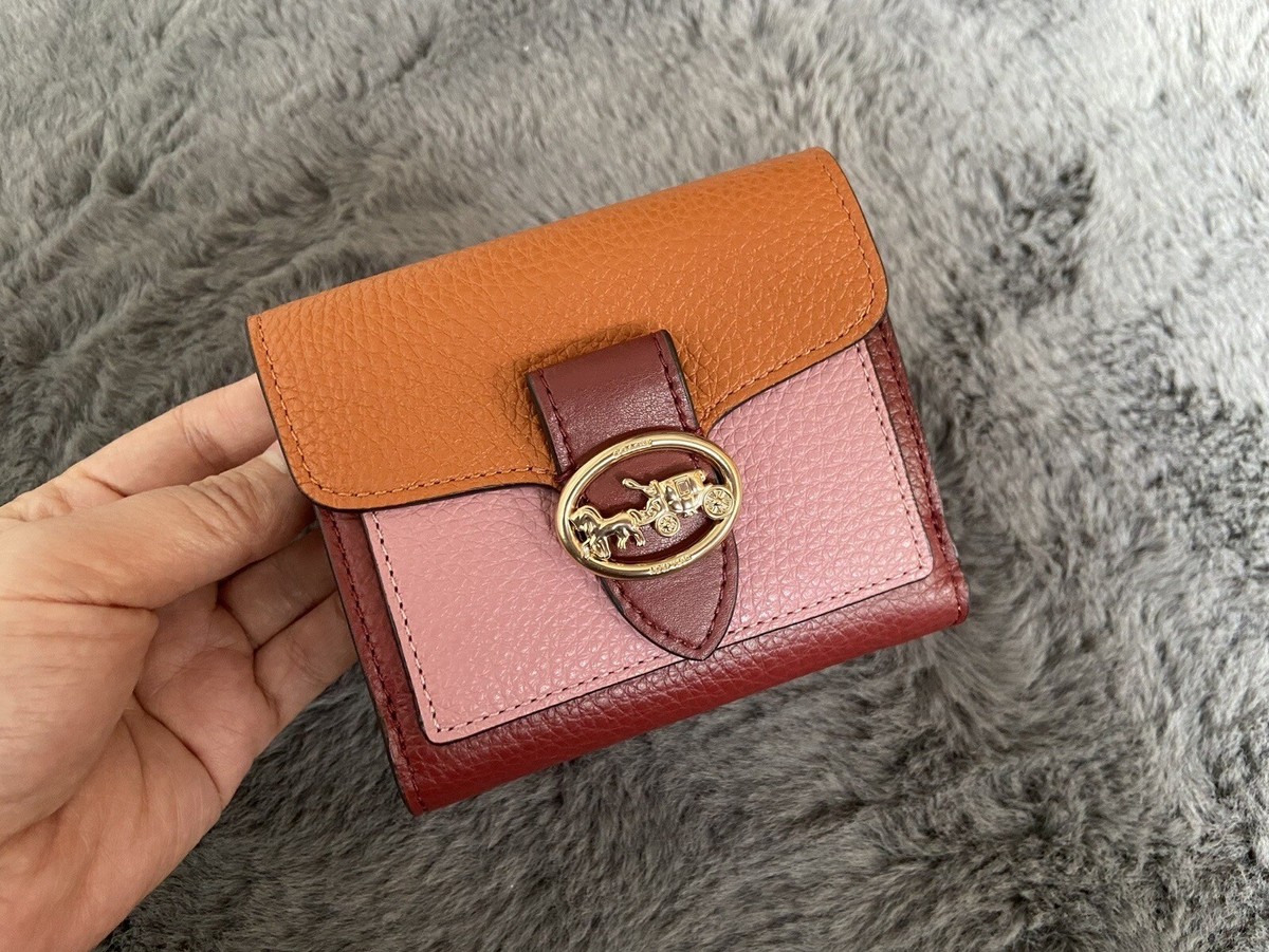 NWT - COACH Georgie Small Wallet In Colorblock C4089 GOLD/GINGER