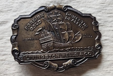 Livingston Wells Co. Belt Buckle Foreign Gold Domestic Dealers Sailing Ship