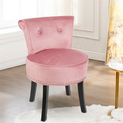 Crushed Velvet Vanity Stool Dressing Table Chair Bedroom Makeup Chair w/Backrest - Picture 3 of 20