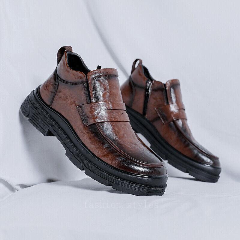 SAOLA Mocassino uomo britannico punta quadrata slip on plateau pull on chelsea boots scarpe solide