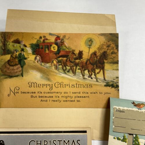 4 cartoline di Natale primi '900 Londra, Ohio London Boosters Club, 1 etichetta - Foto 4 di 9