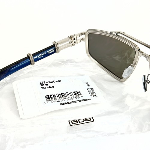 BALMAIN TITAN BY AKONI BPS139 Titanium Silver Blue Mirror BPS 139C Sunglass - Picture 10 of 12
