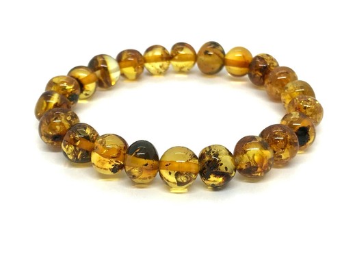 AMBER BRACELET Gift Natural Baltic Amber Honey Beads Jewelry Elastic 12g 10987 - Picture 5 of 12