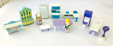 Lot 12 pc Set Plastic Doll 2-5/8"  Furniture Kitchen Bath Living / Dining Room