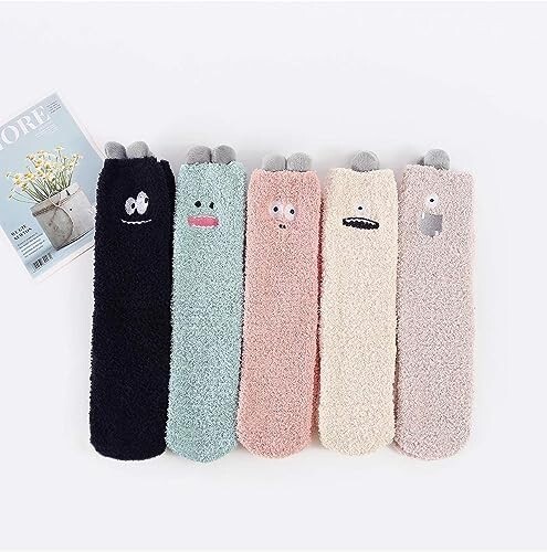 DAMEN 5 PAAR WINTER FLAUSCHIGE SOCKEN superweich warm flauschig schlafen gemütlich Crew NEU - Bild 3 von 10
